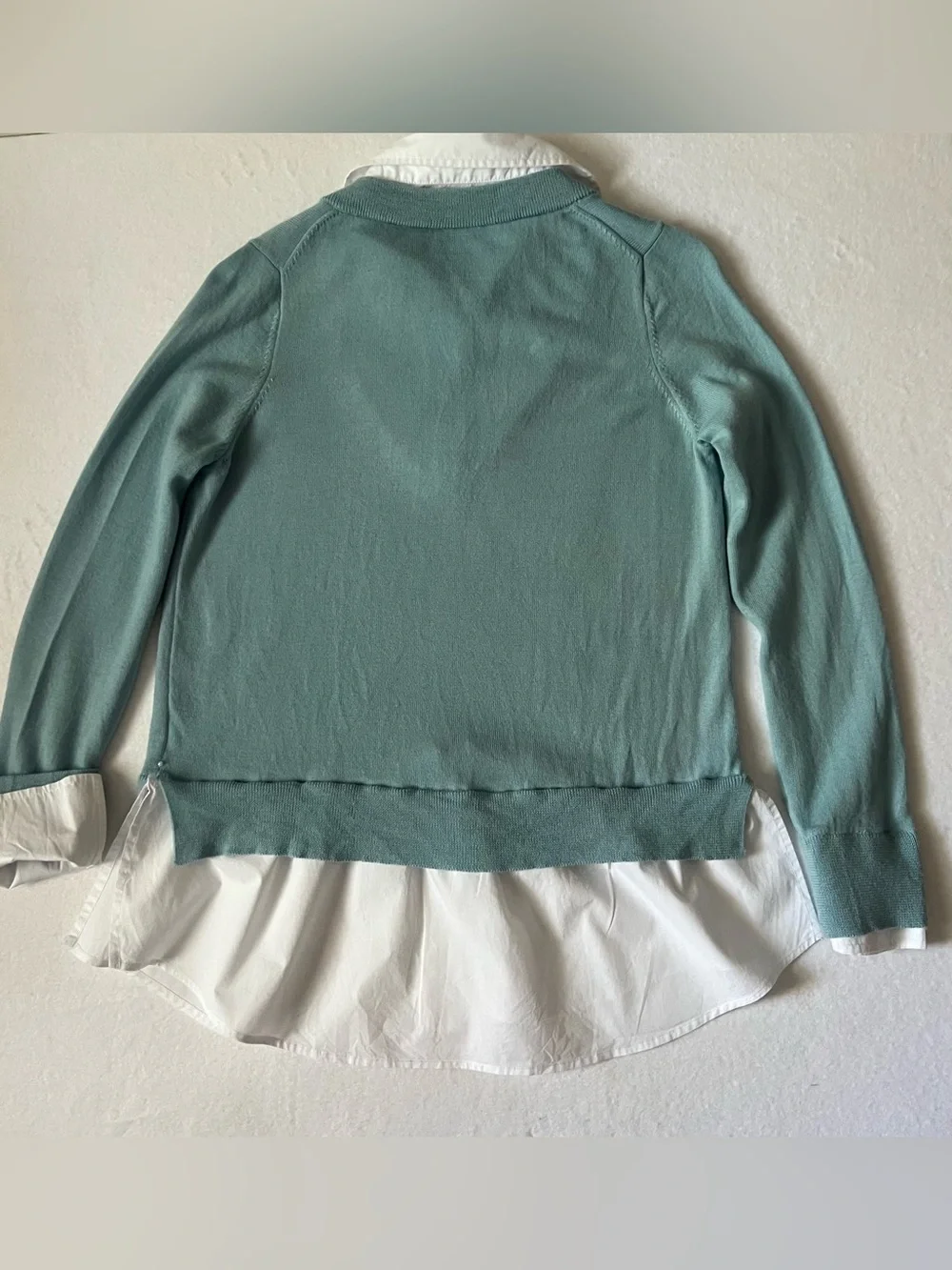Pearl By Lela Rose 2-in-1 Layered Merino Wool Sweater Size M, Lt.. Turq., EUC - Picture 11 of 16